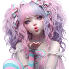 ピンクの女の子の誘惑表情ステッカー