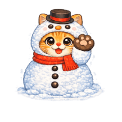 雪だるま猫のにゃんスタンプ
