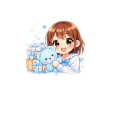 Cute Girl & Teddy Bear Stickers