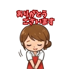 赤いエプロンのサロンスタッフ5