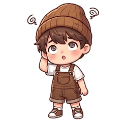 Little boy in brown overalls