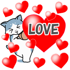 猫のハートスタンプ