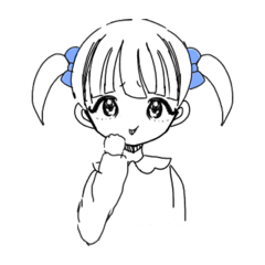 青いリボンのおんなのこ