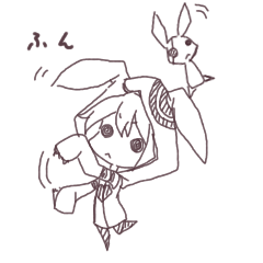 動くうさ耳パーカーとうさぎ