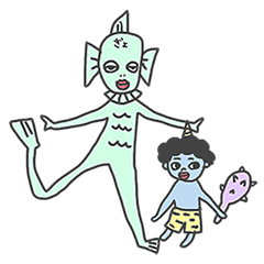 半魚人と青鬼、時々、ぞう。
