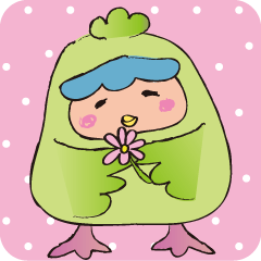 鳥 っこ　緑色　冬の心づかい