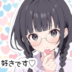 めがねちゃんの愛を伝えるスタンプ