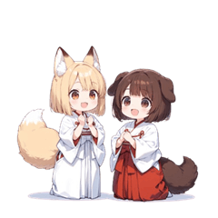 ケモミミ巫女のスタンプ