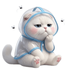 かわいいレインコートの猫