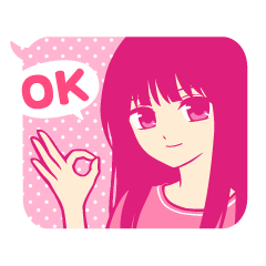 吹き出し☆カラフルな女の子スタンプ