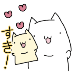 腹話術で甘える白猫