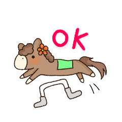 お花をつけた馬