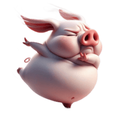 バカなピンクブタの返事スタンプ