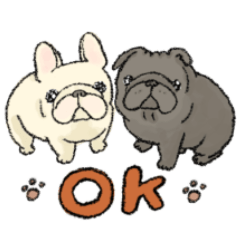 鼻ぺちゃ犬の使いやすいスタンプ