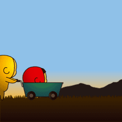 黄色いヤツ、夕焼け色。