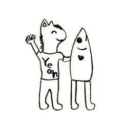 馬と魚のシュールなスタンプ