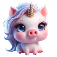 豚のユニコーン絵文字ステッカー