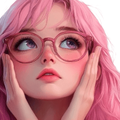 パステルメガネ女子スタンプ