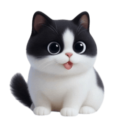 ぽっちゃりした白黒猫がゆらゆら動く (ANM)