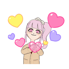 ピンク髪の女子高生スタンプ('∇^d)