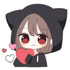 黒猫パーカーちゃんスタンプ