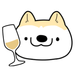 秋田犬と猫のバーごっこ