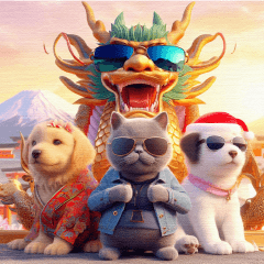 クールな猫と犬！冬のお得なBIGスタンプ