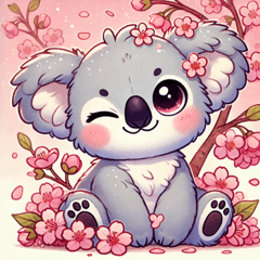 コアラと桜のスタンプ@SFW