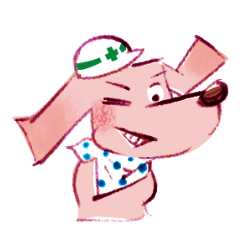 ピンクのワンコ@工事現場2