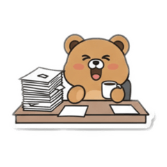 The office is attached to the bear.