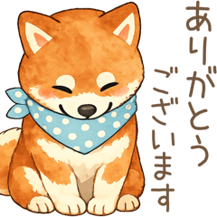 レトロな柴犬の敬語スタンプ☆よく使う言葉