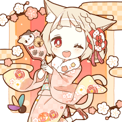 ゆるねこたちのお祝いスタンプ