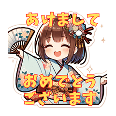 新年に使える女の子スタンプ♪お正月編