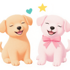 ラブリーな仲良し子犬スタンプ
