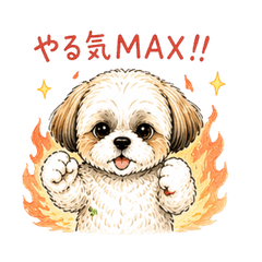 しろちゃん毎日スタンプ5 やる気MAX編