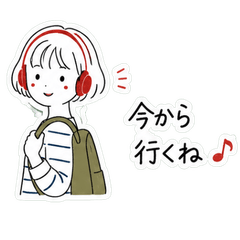 海外の絵本風＊ヘッドホン女子の日常