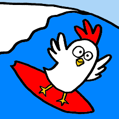 ニワトリのポップル君 波乗り編