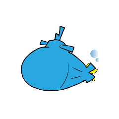 のんびり潜水艦と仲間たちの動くスタンプ