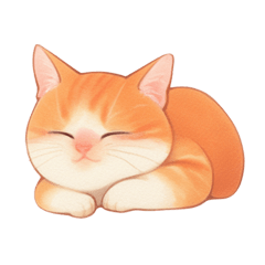 ゆるりとした茶色と白の猫のスタンプ