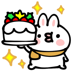 ウサギと雪だるまの動く冬スタンプ