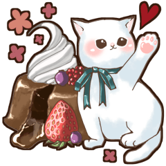 スイーツで一息♡癒しの猫スタンプ