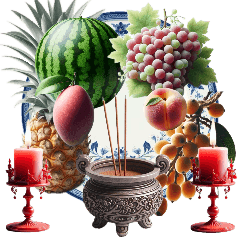 バイバイ用の果物皿香炉ろうそく(拼拼看)