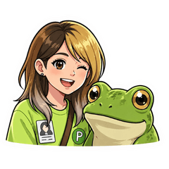 カエル好きの女性スタンプ
