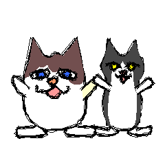 動く！でぶネコとはちわれネコのスタンプ