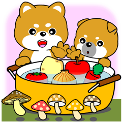 豆柴の飛び出すスタンプ「食べ物」