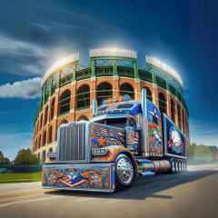 BIGド派手なアメリカンコンボイ世界を走る