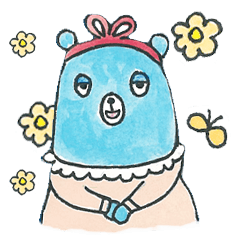 眠そうな青いクマ。