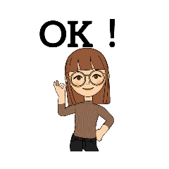 友達に送るスタンプ【眼鏡女子】茶髪