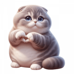 短い耳の猫はあなたを愛しています。