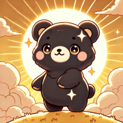 A Black bear with sun background